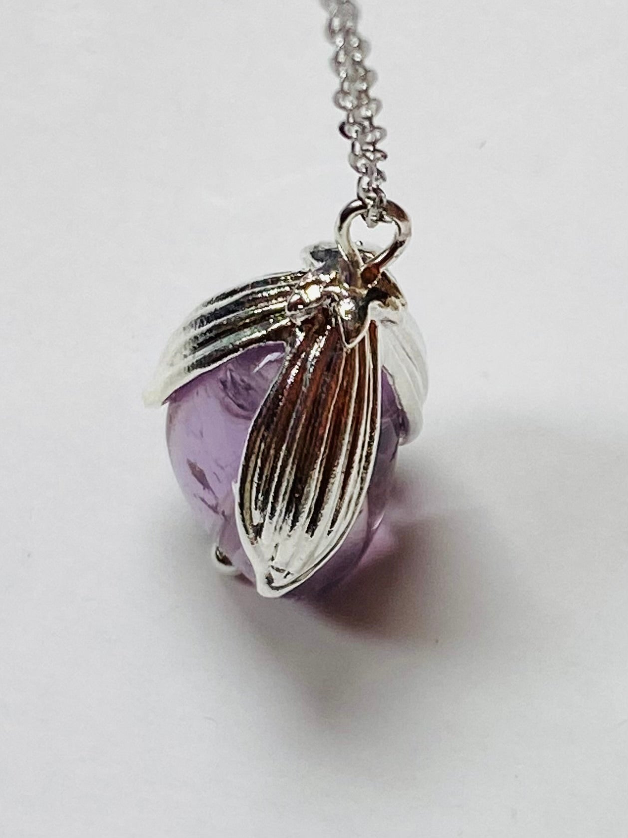 sterling silver snowdrop amethyst necklace pendant