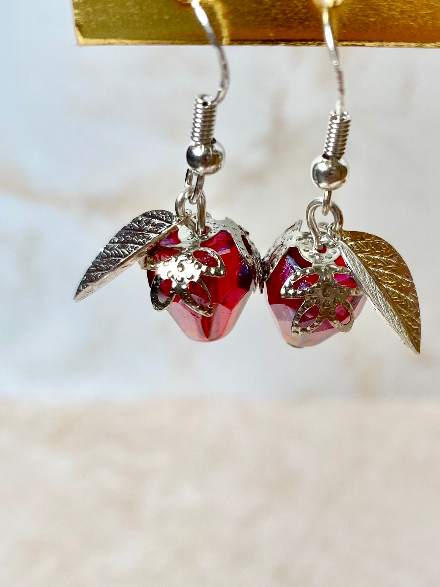 Sterling silver vintage raspberry fruit earrings. Perfect gift.
