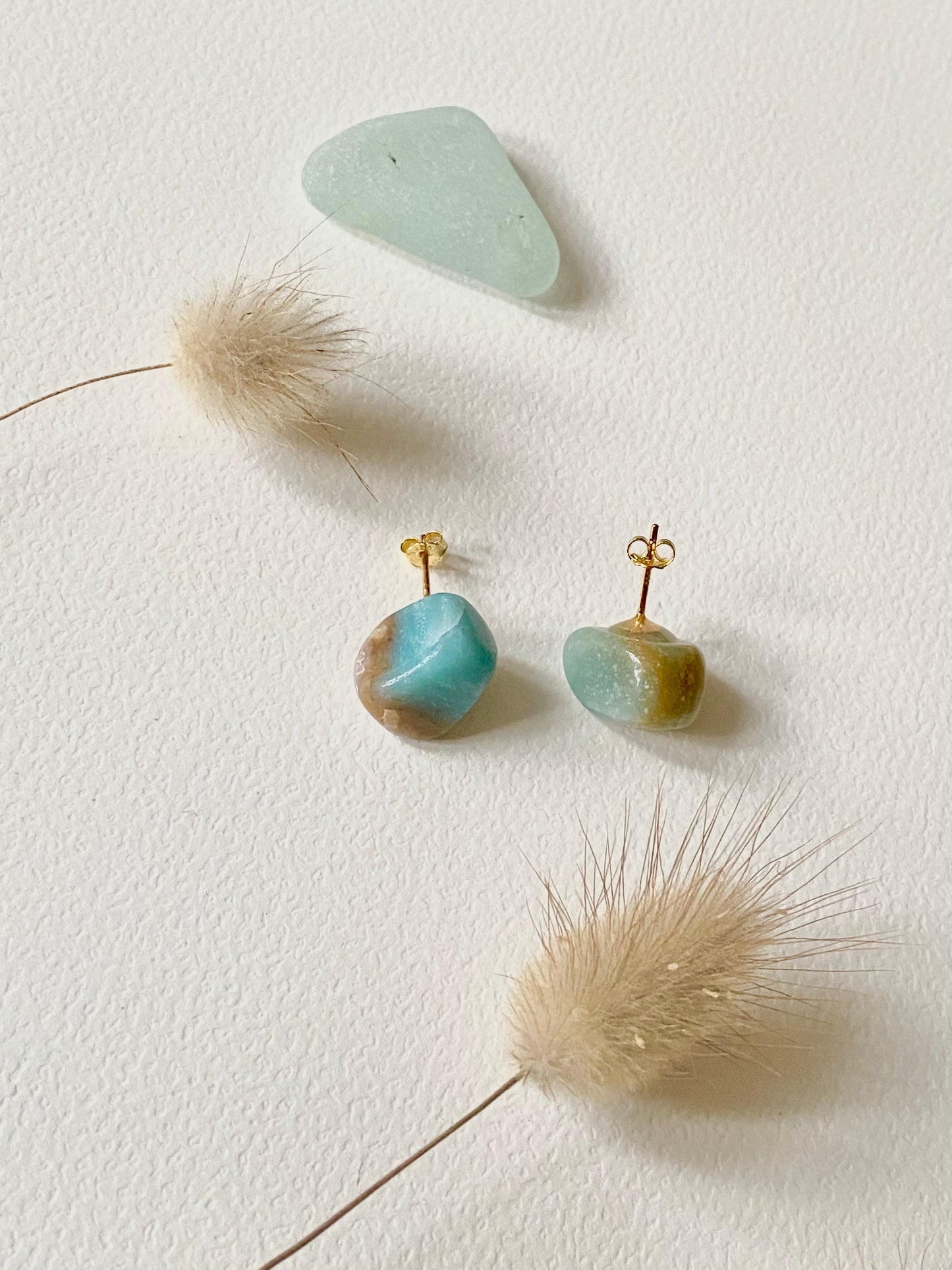 Amazonite turquoise stud crystal ethnic quirky earrings