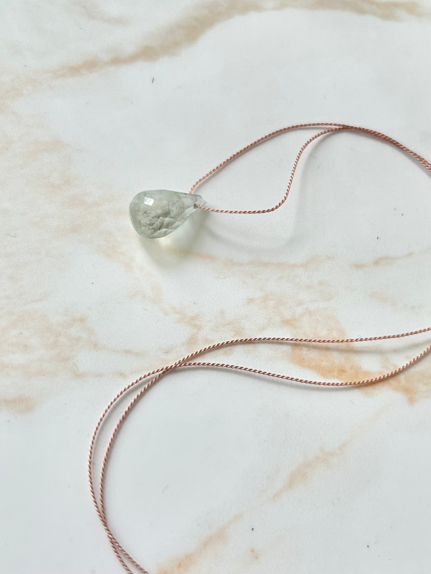 Minimalistic gemstone (pearl, aquamarine or pearl) fine cord necklace pendant