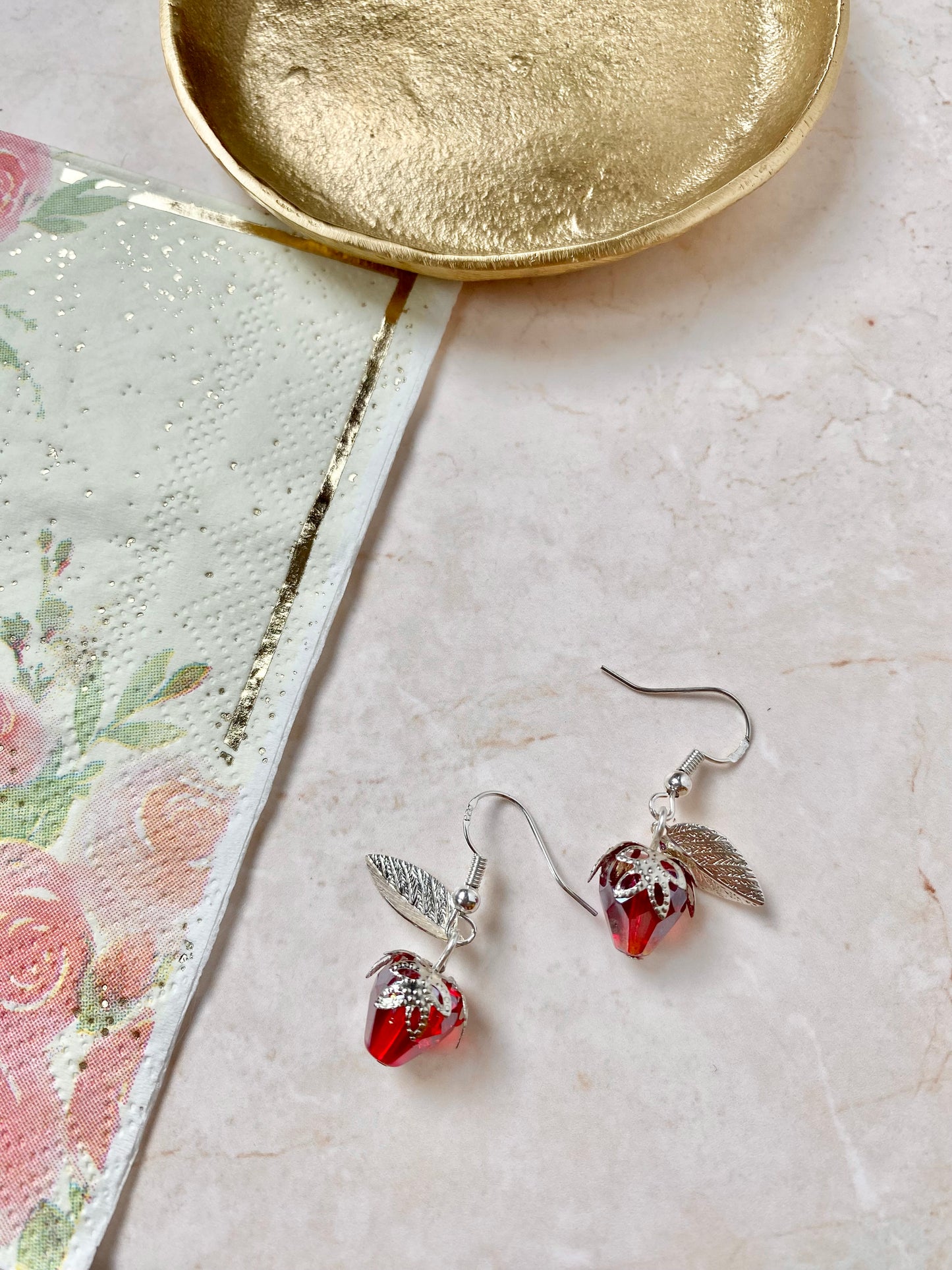 Sterling silver vintage raspberry fruit earrings. Perfect gift.