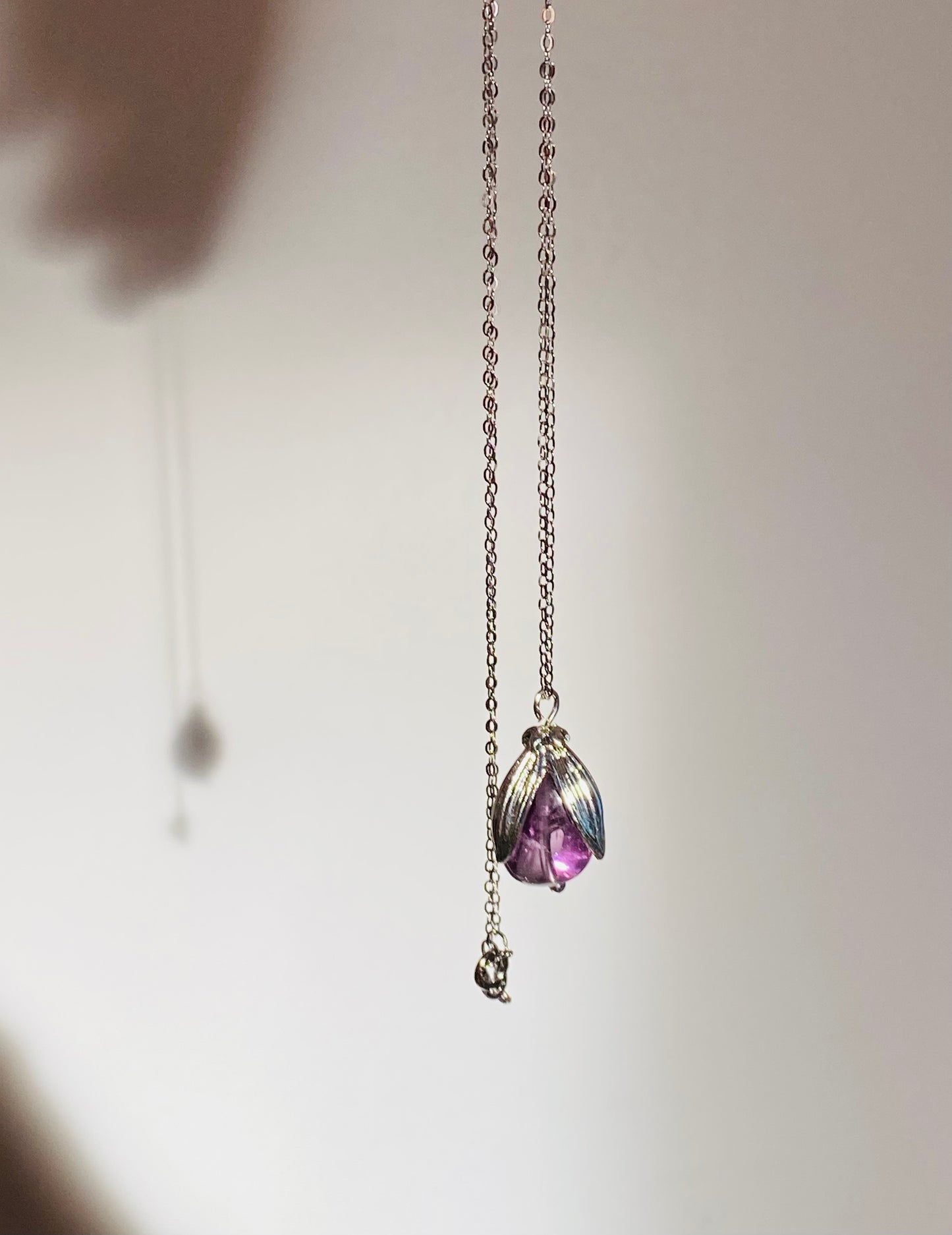 sterling silver snowdrop amethyst necklace pendant