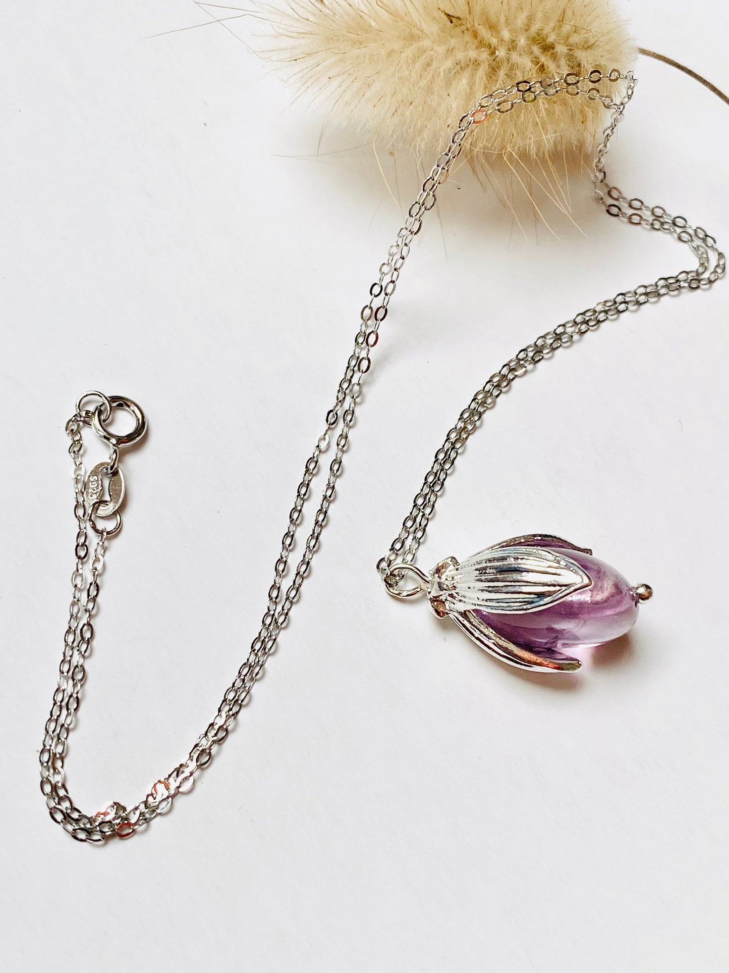 sterling silver snowdrop amethyst necklace pendant