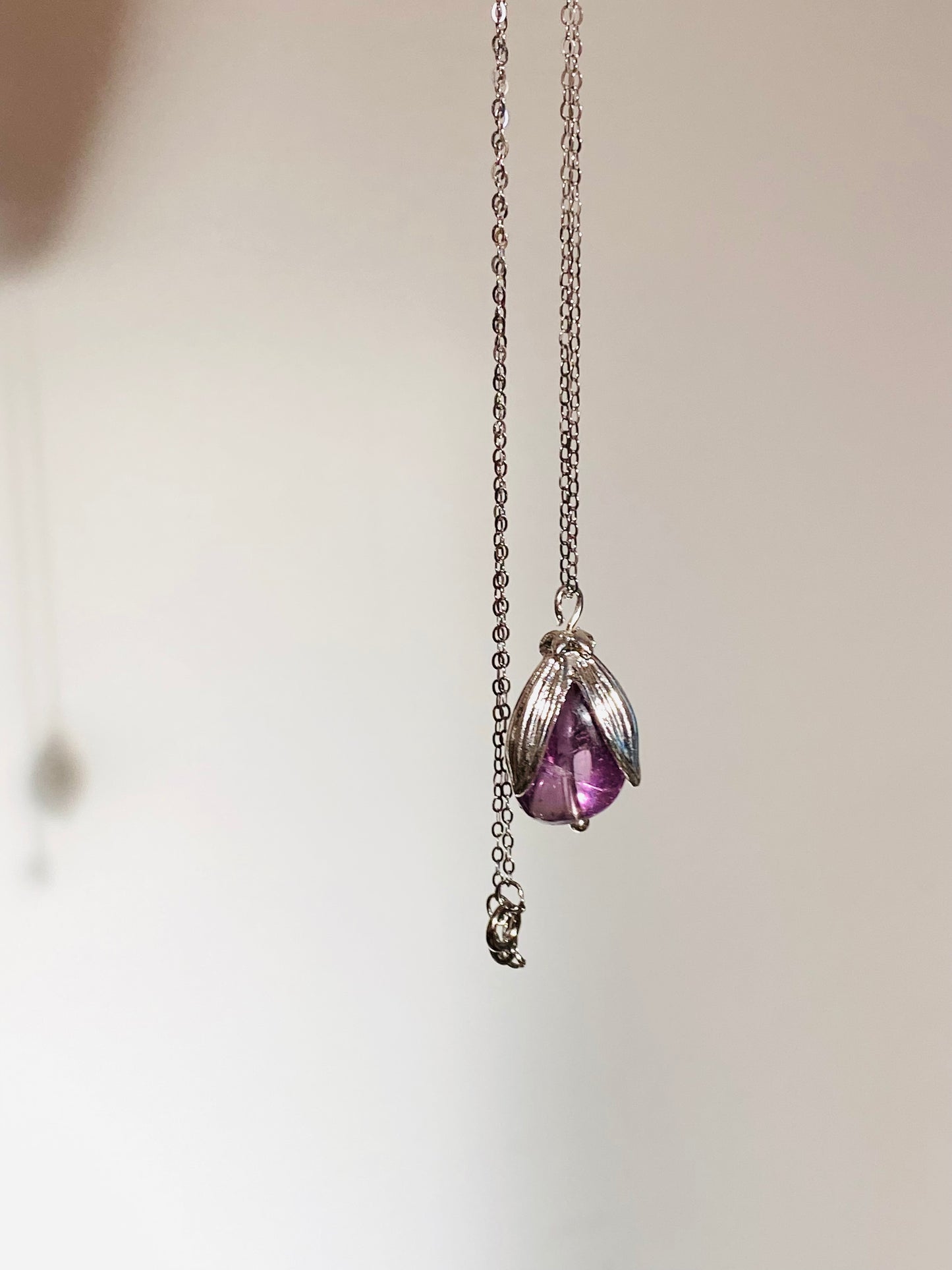 sterling silver snowdrop amethyst necklace pendant