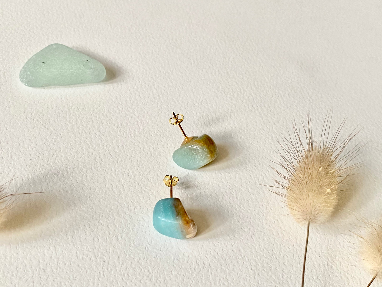 Amazonite turquoise stud crystal ethnic quirky earrings