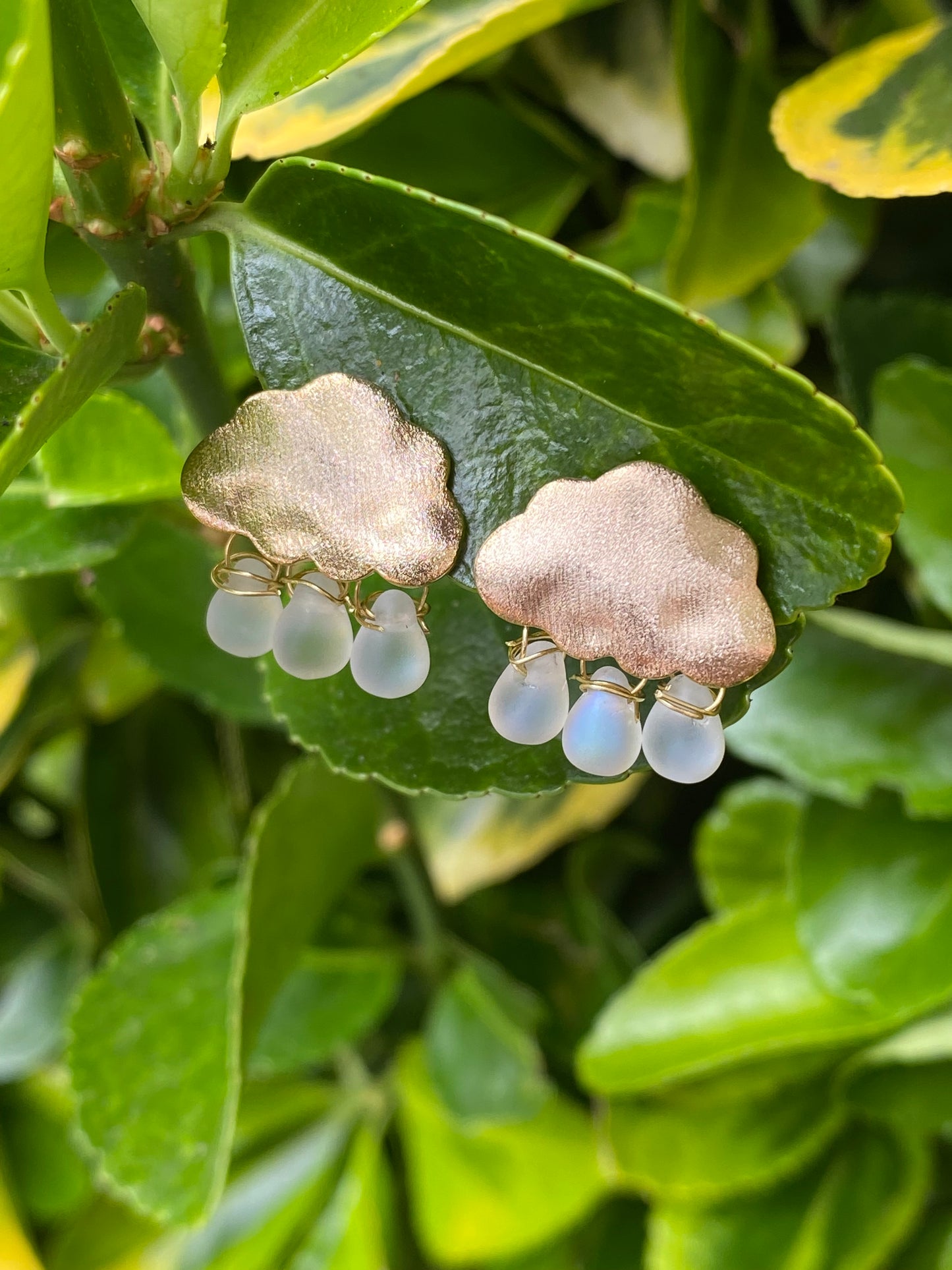 Cloud Stud Earrings. Sterling Silver and glass beads