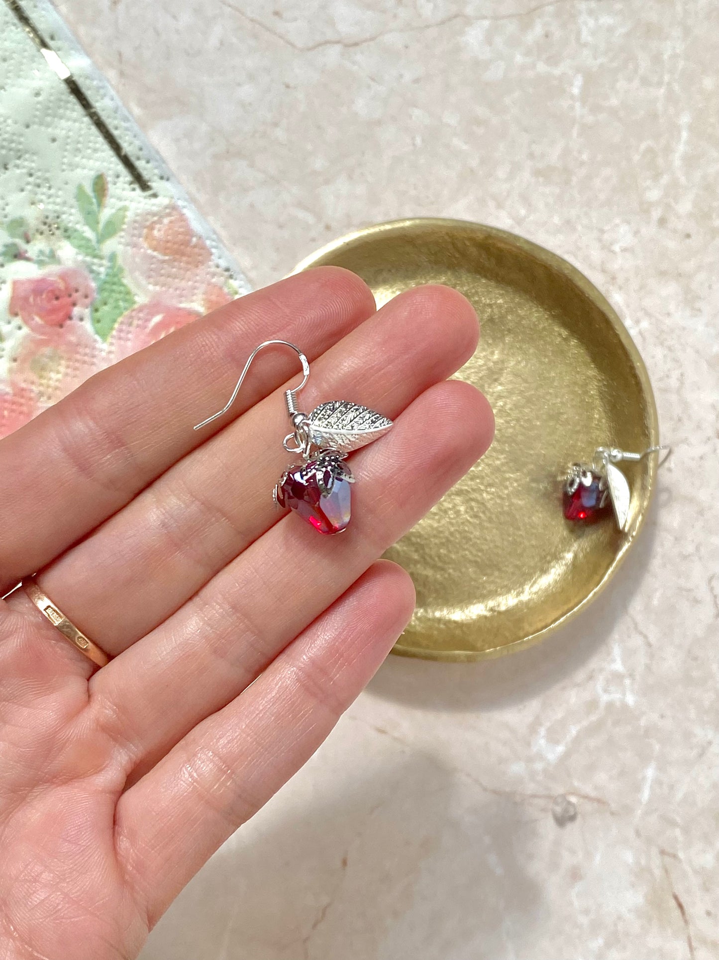 Sterling silver vintage raspberry fruit earrings. Perfect gift.