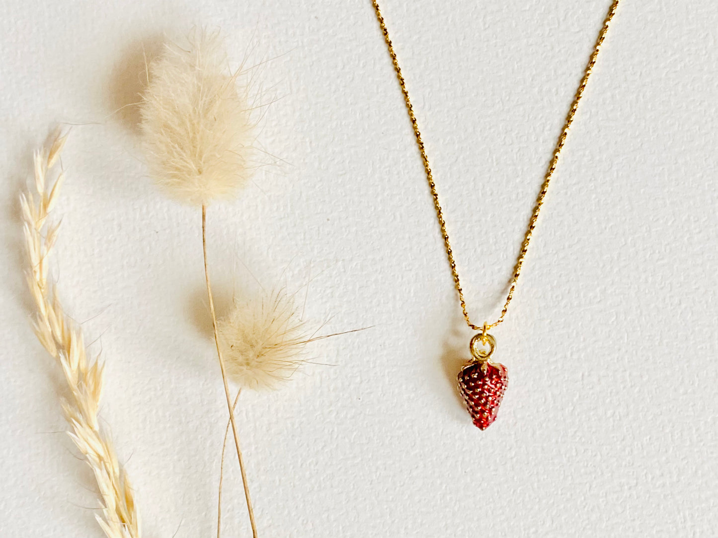 Gold plated sterling silver necklace strawberry pendant