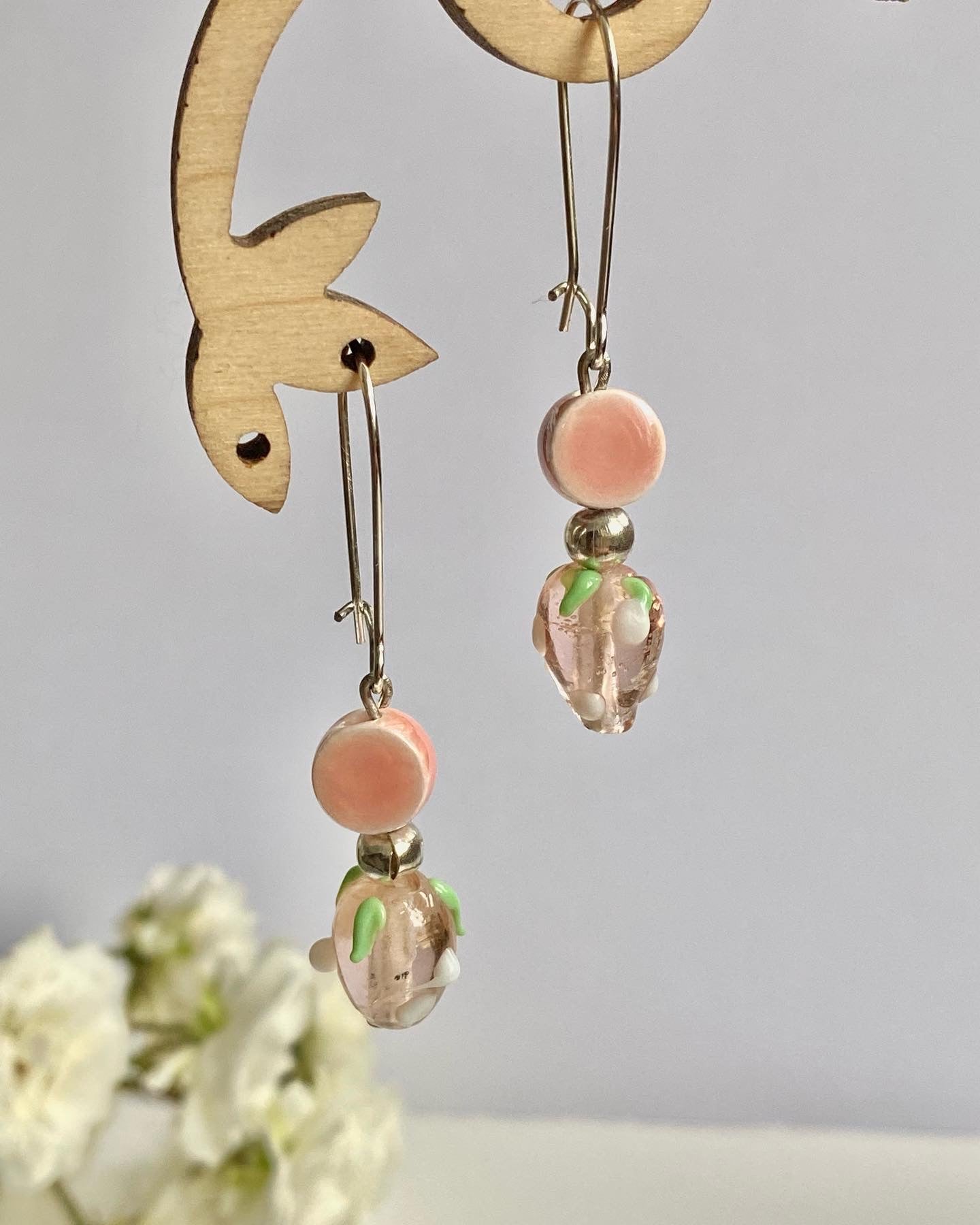 Glass lamp work Strawberry fruit earrings