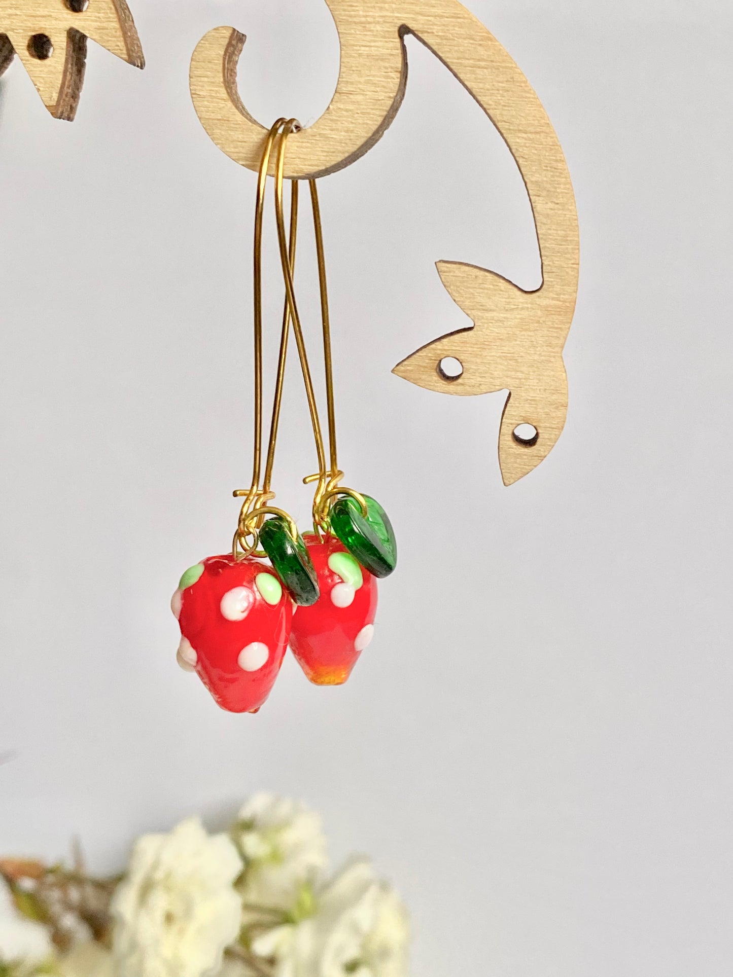 Glass lamp work Strawberry fruit earrings