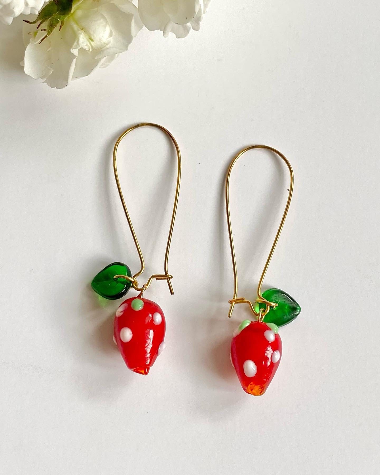 Glass lamp work Strawberry fruit earrings