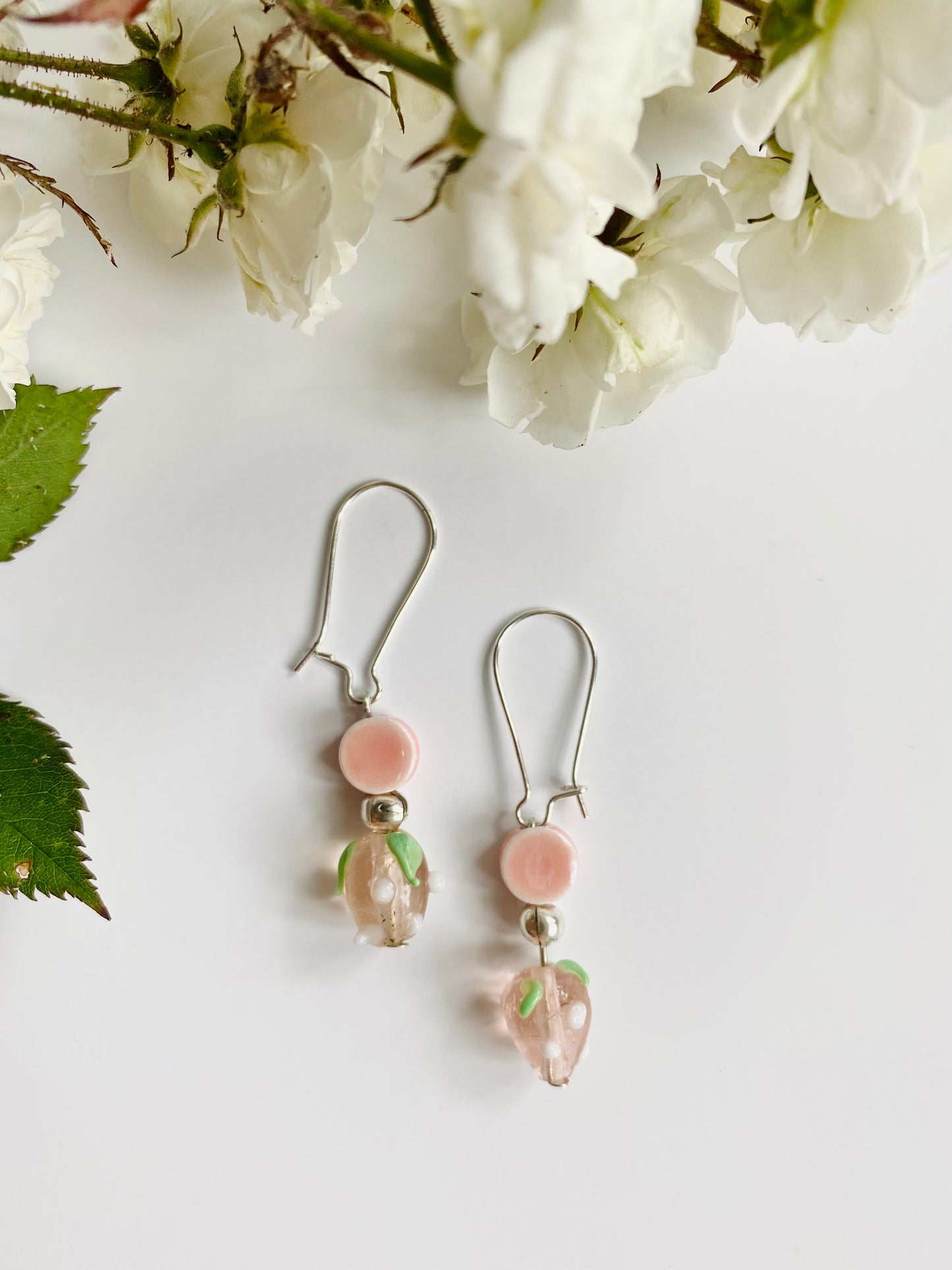 Glass lamp work Strawberry fruit earrings