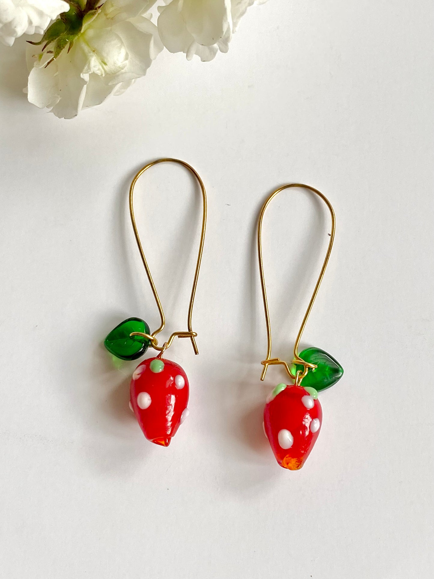 Glass lamp work Strawberry fruit earrings