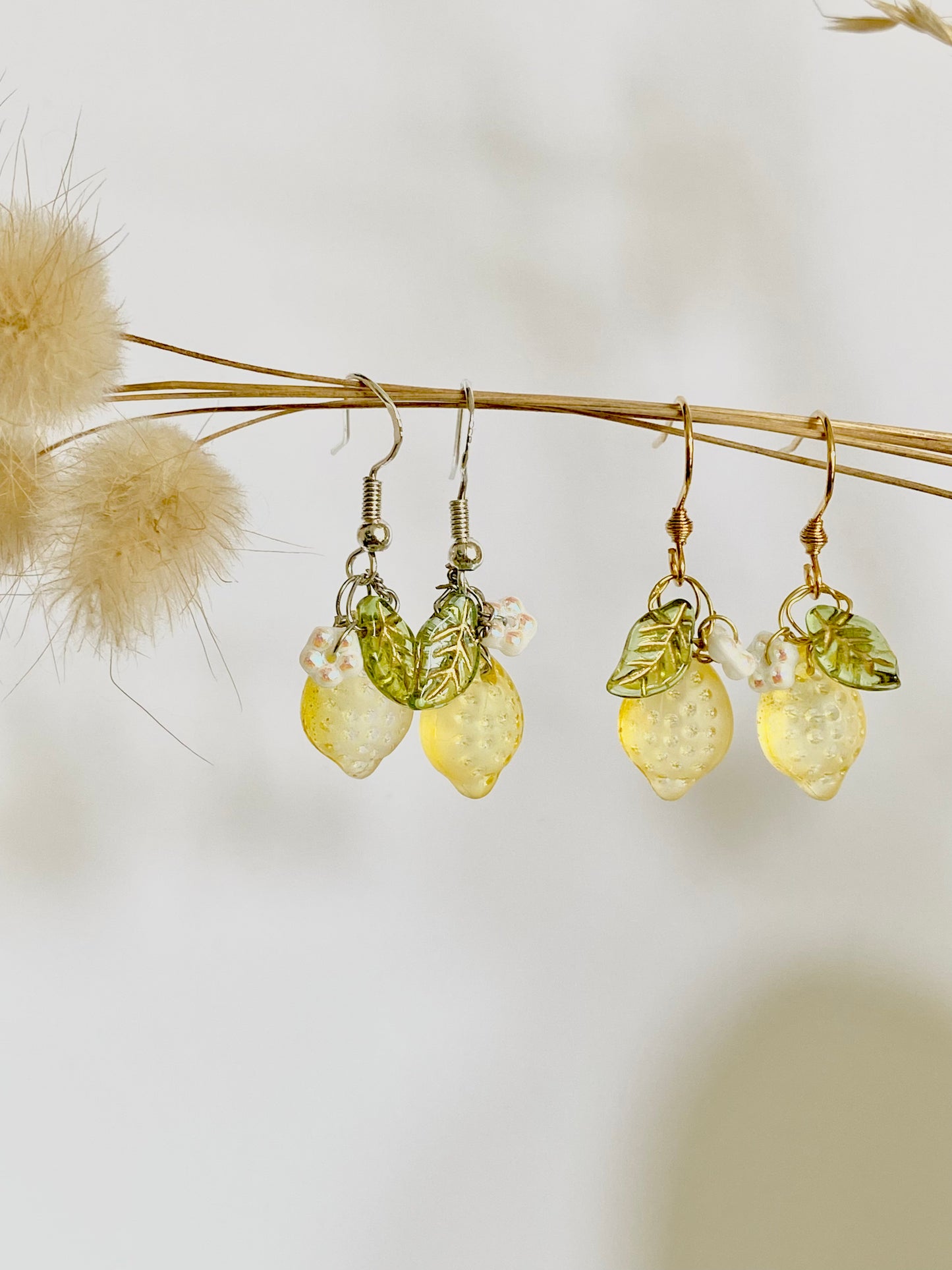 Glass Lemon Fruit Earrings