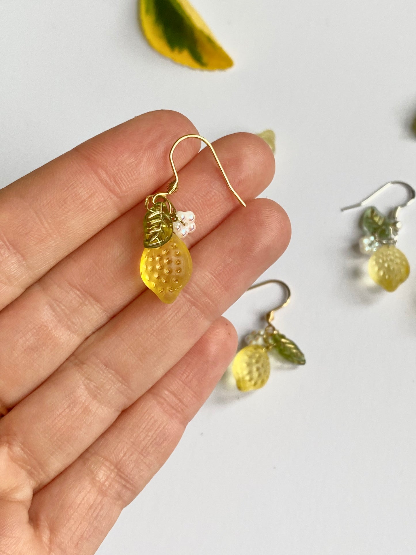 Glass Lemon Fruit Earrings