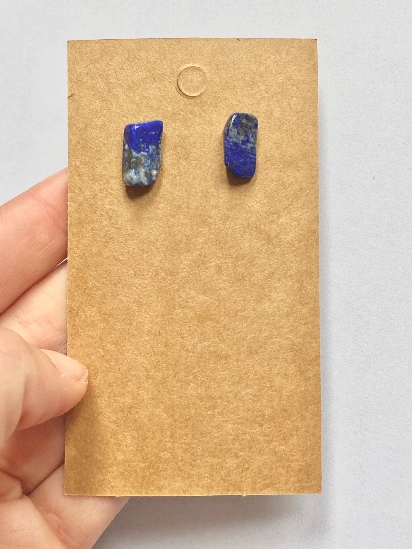 Blue lapis lazuli mini stud ethnic quirky earrings