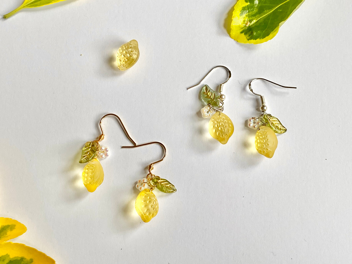 Glass Lemon Fruit Earrings