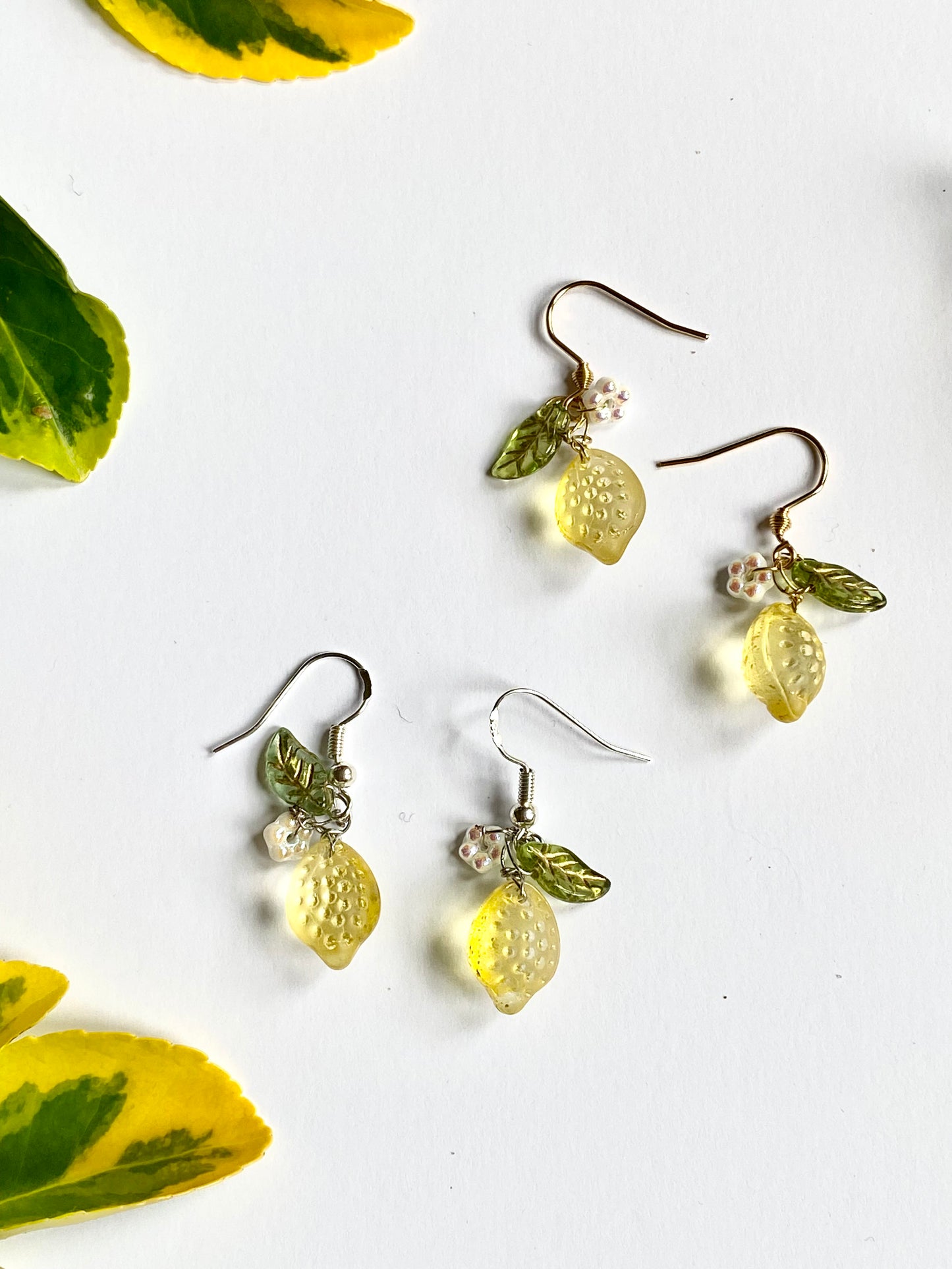 Glass Lemon Fruit Earrings