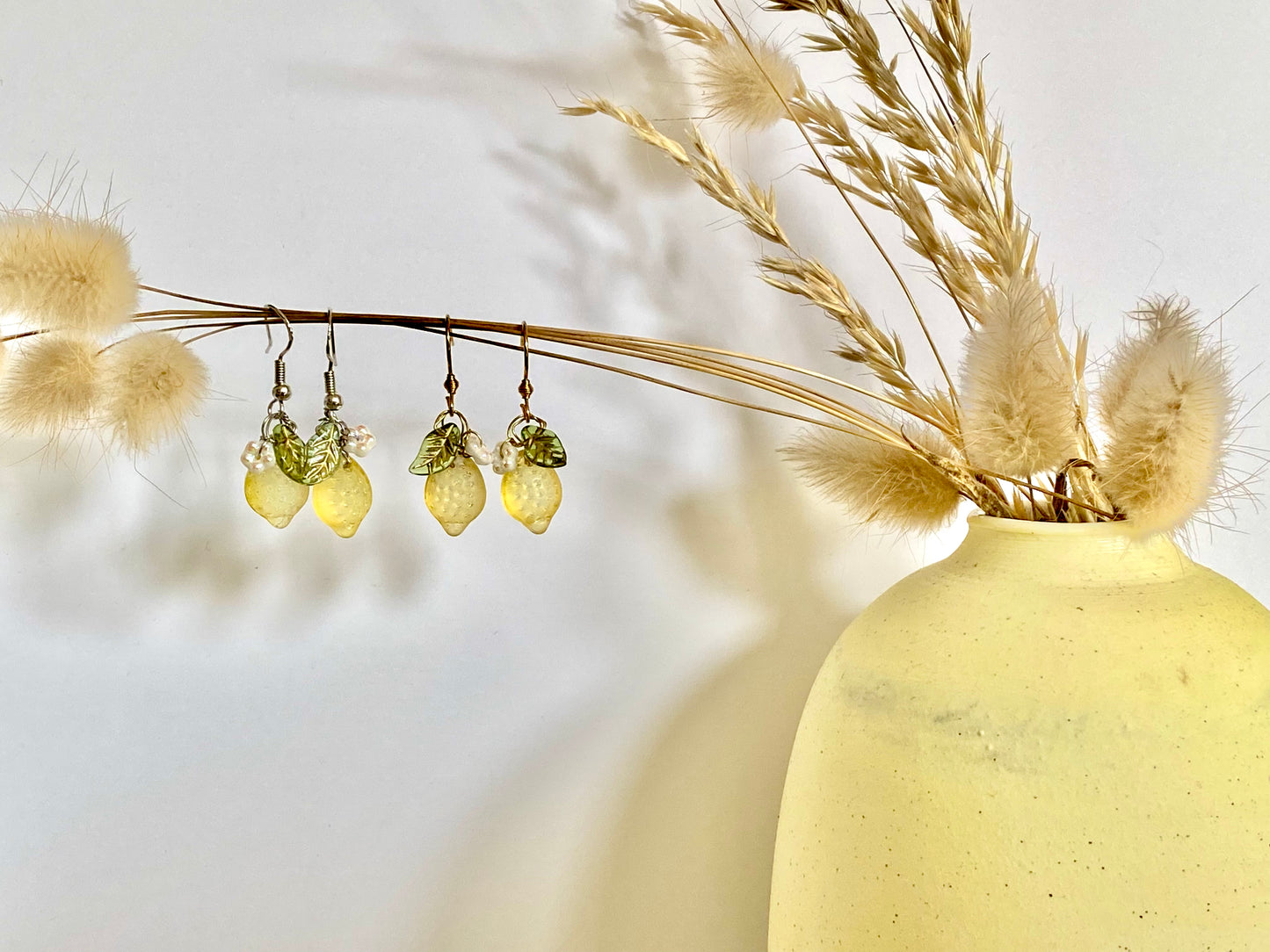 Glass Lemon Fruit Earrings