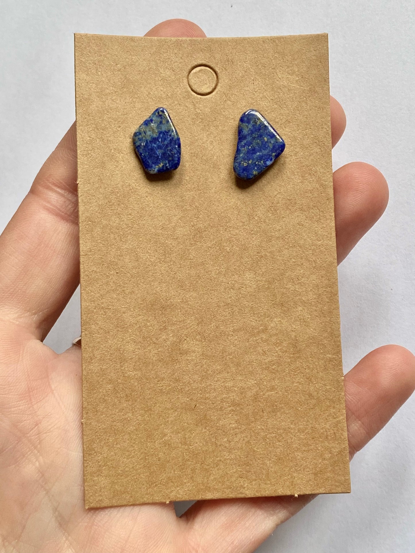 Blue lapis lazuli mini stud ethnic quirky earrings