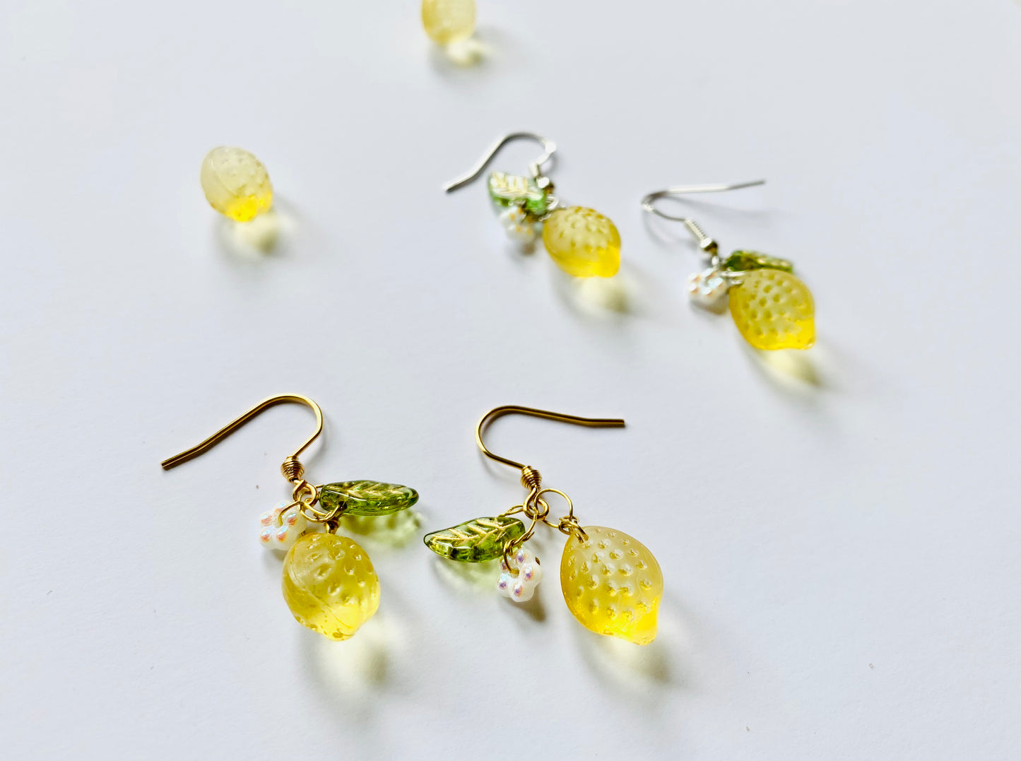 Glass Lemon Fruit Earrings