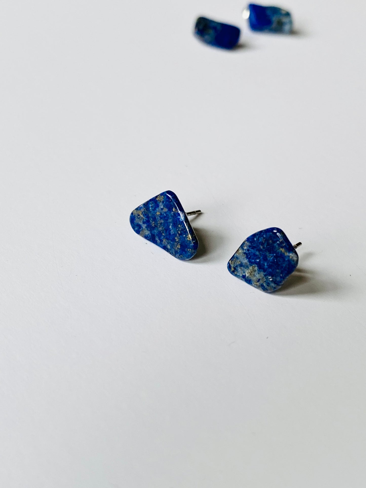 Blue lapis lazuli mini stud ethnic quirky earrings