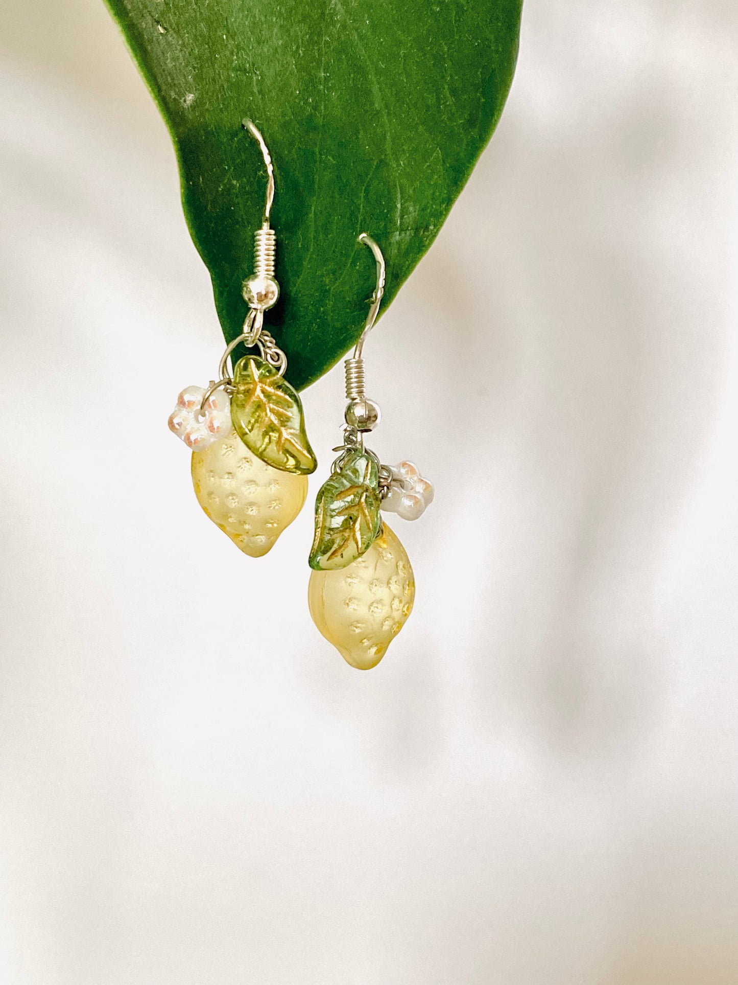 Glass Lemon Fruit Earrings