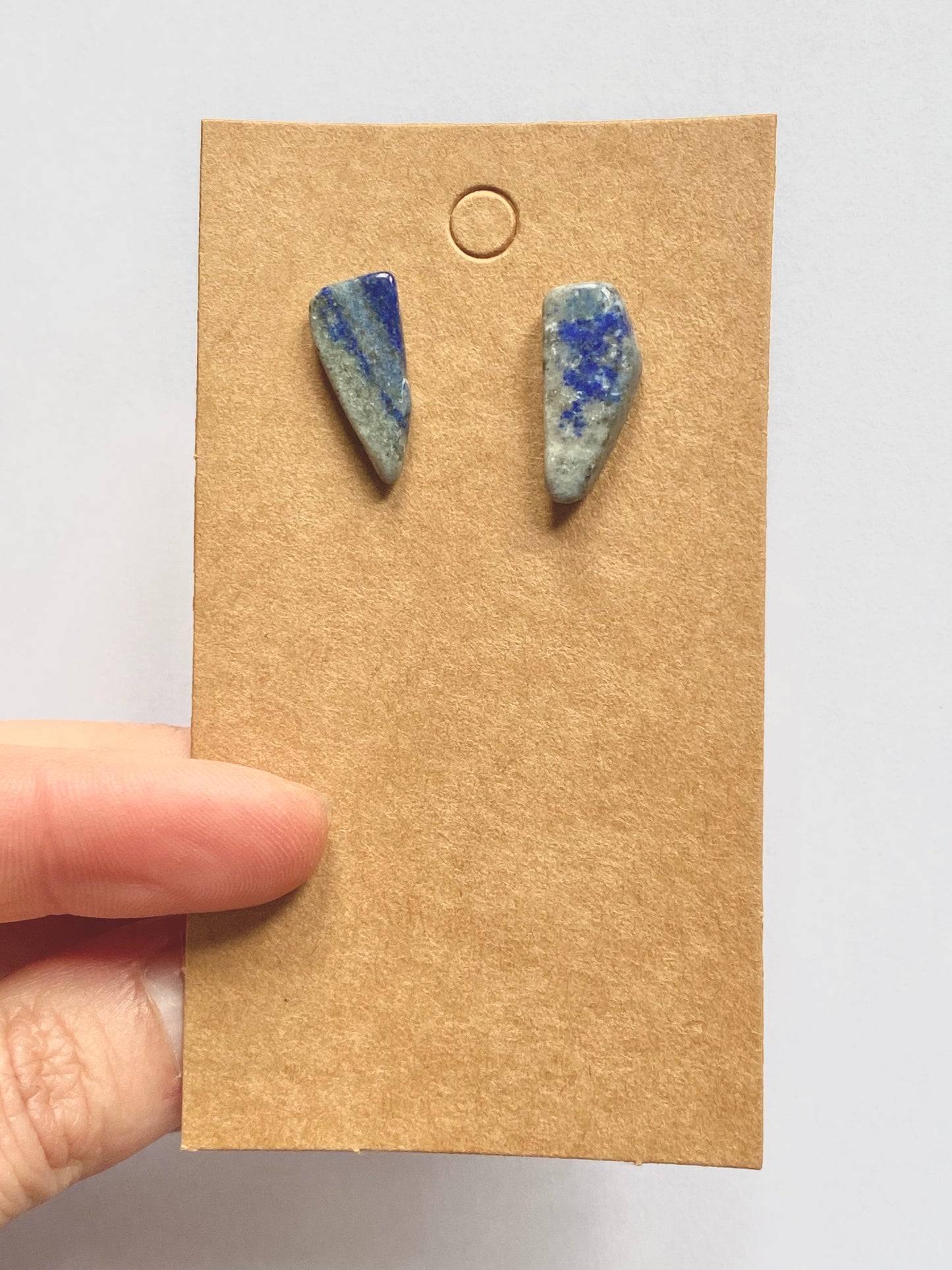 Blue lapis lazuli mini stud ethnic quirky earrings