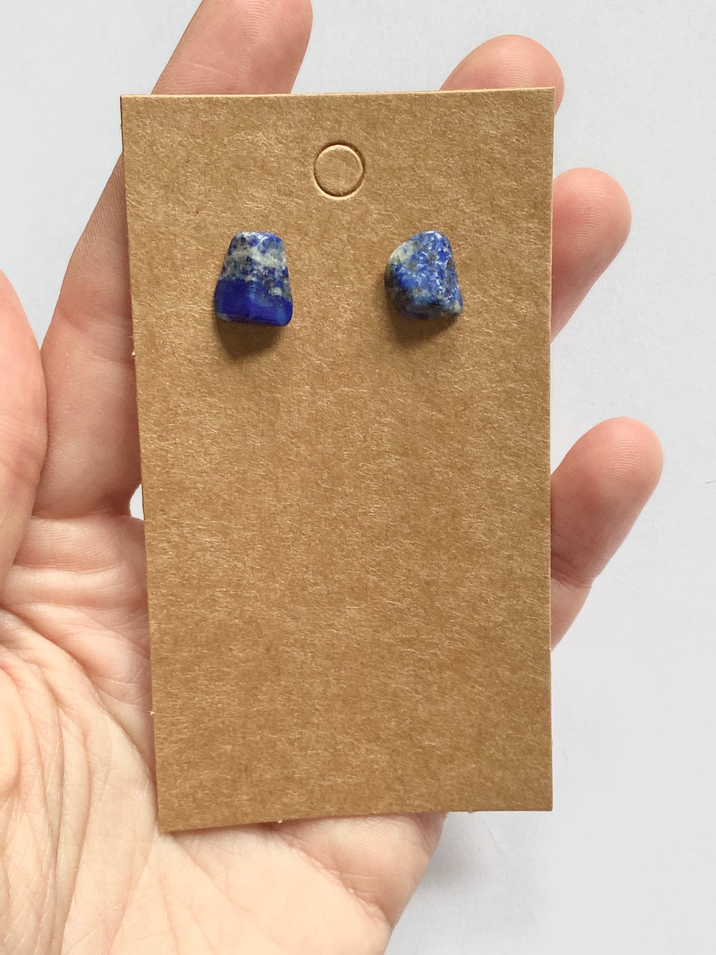 Blue lapis lazuli mini stud ethnic quirky earrings